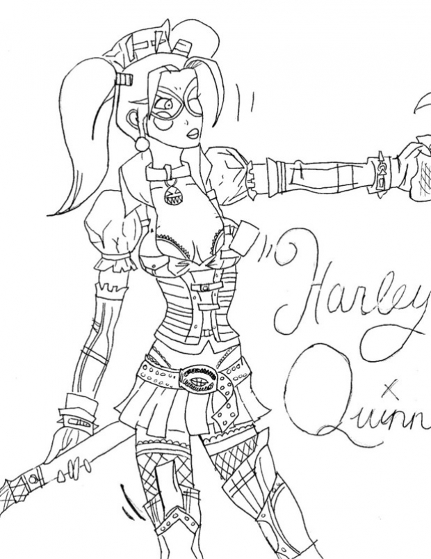 updated version of harley quinn line art
