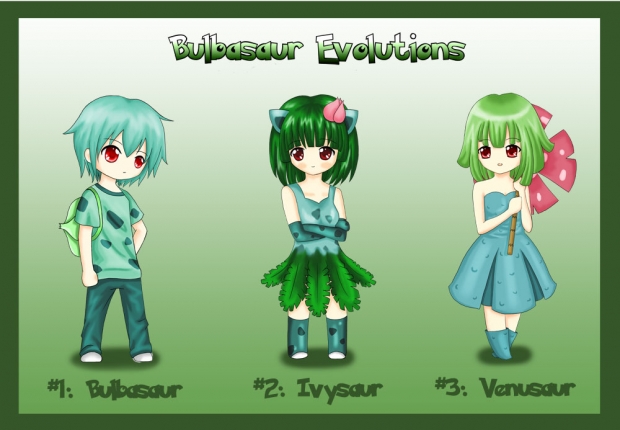 Gijinka Bulbasaur Evolutions