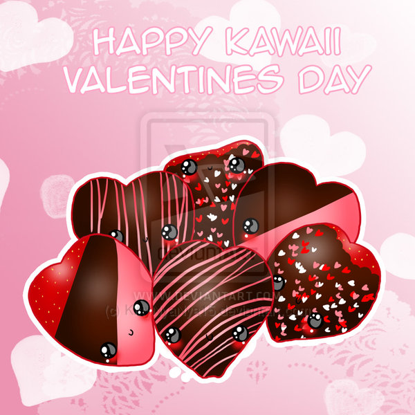 Kawaii Valentines Day Chocolate Covered Strawberry