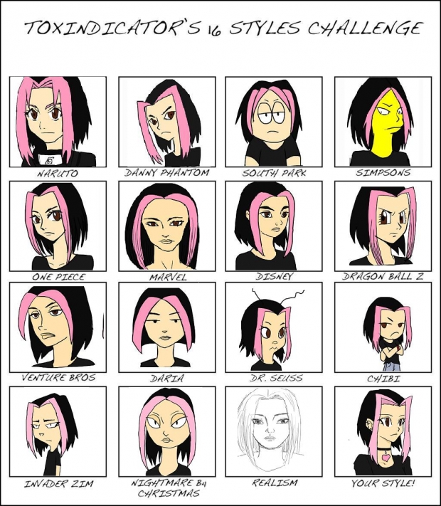 Miya in 16 Different Styles
