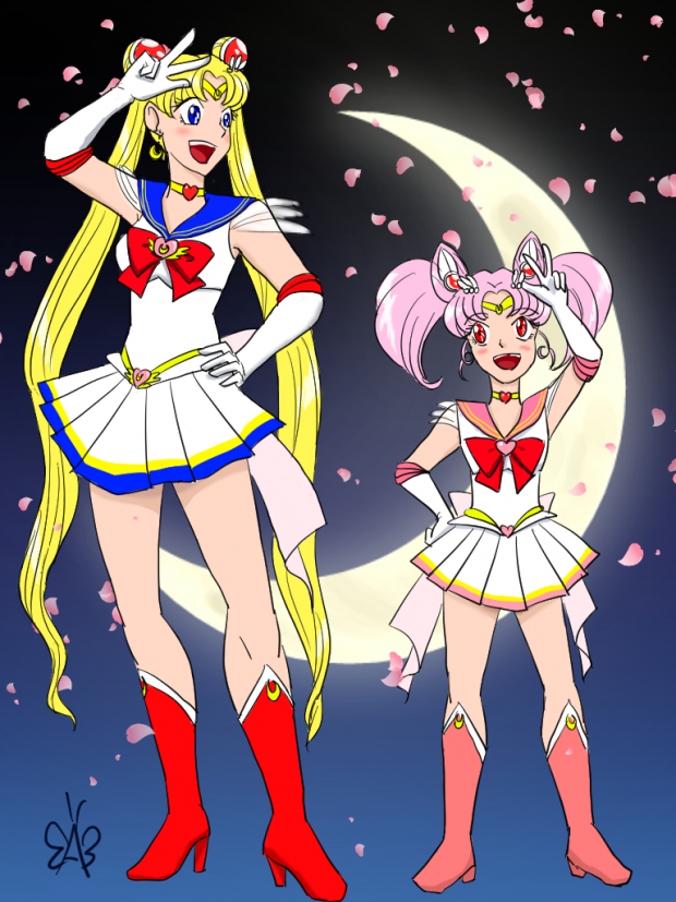 Sailor Moon and Chibi Moon