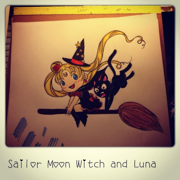 Chibi Sailor Moon Witch with Luna