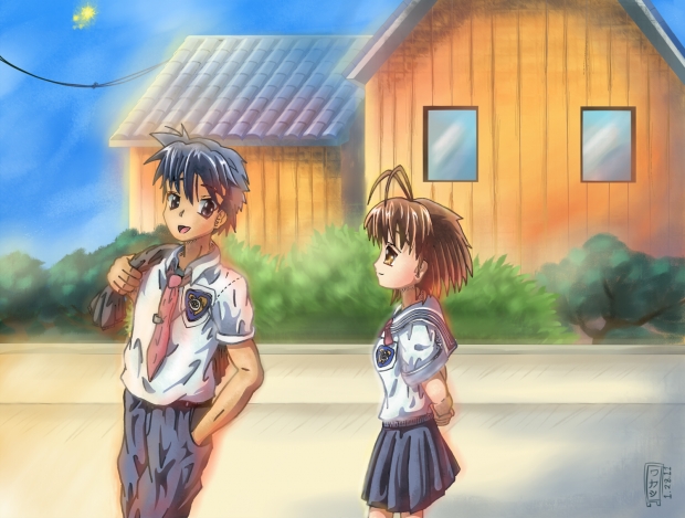 Okazaki and Nagisa's Walk to School