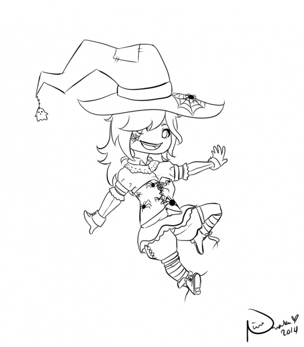 Chibi Halloween Line Art
