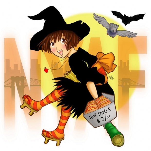 hotdog seller-witch w/ moon