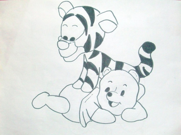 Winnie the pooh and tigger as babies
