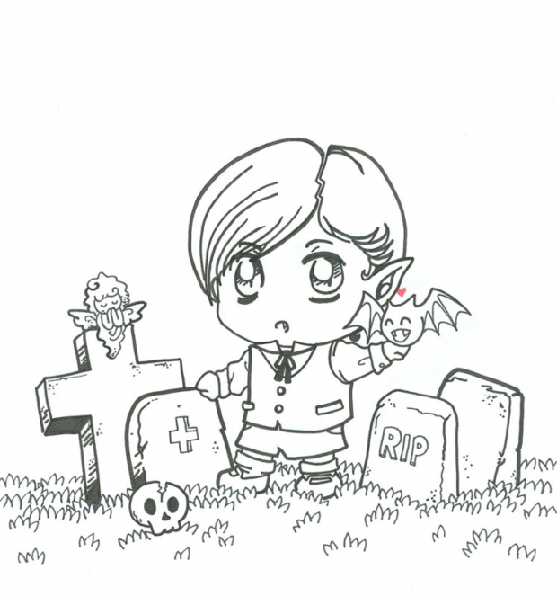 Chibi Vampire Outline