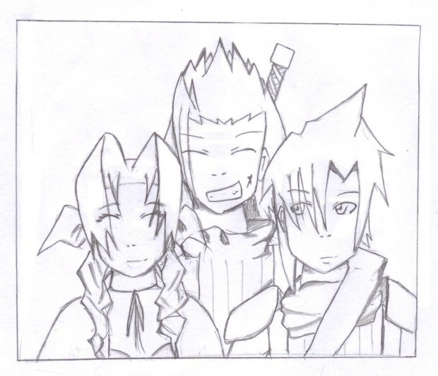 Aerith,Zack and Cloud