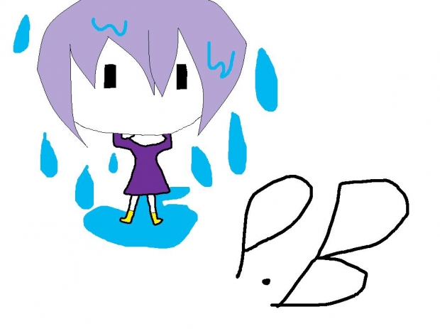 Chibi in the rain! XD