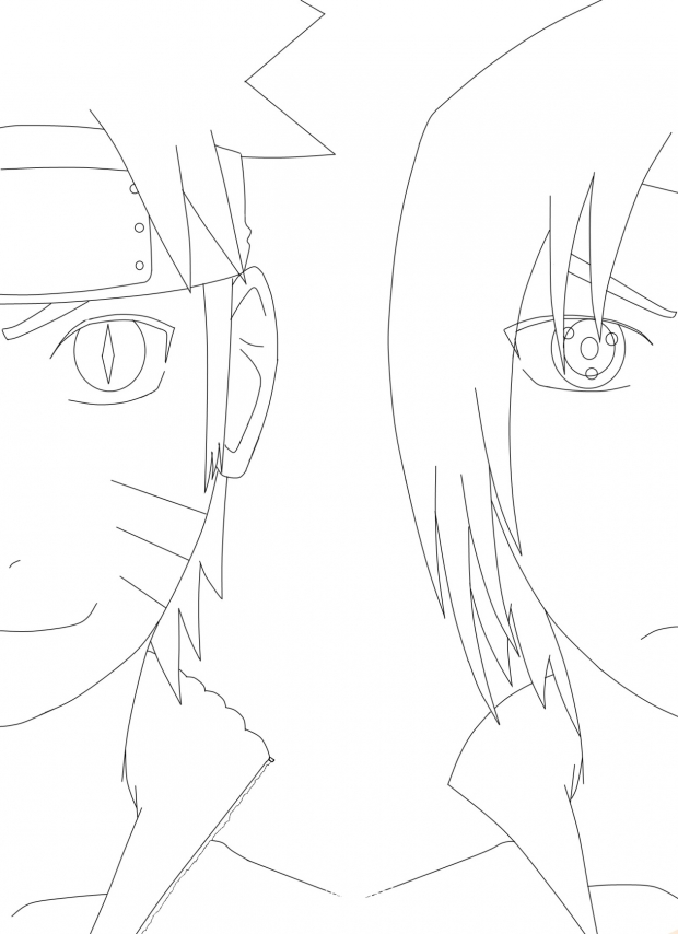 Naruto and Sasuke Lineart