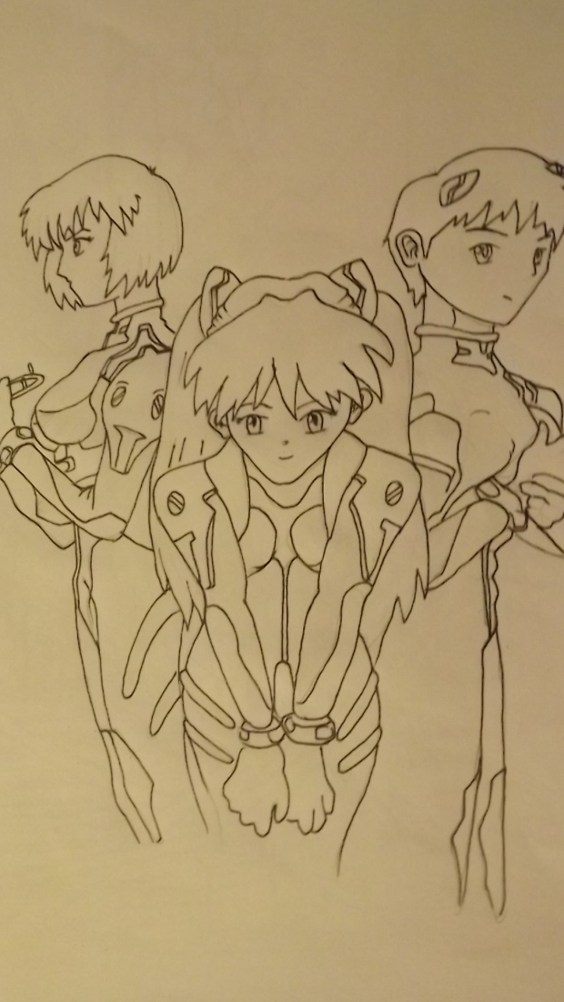 rei, asuka and shinji