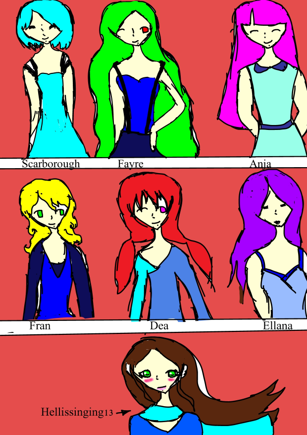 My Ocs in blue dresses