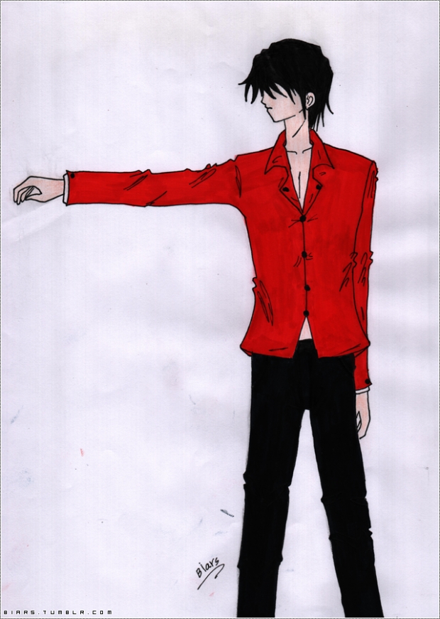 Anime boy with red shirt
