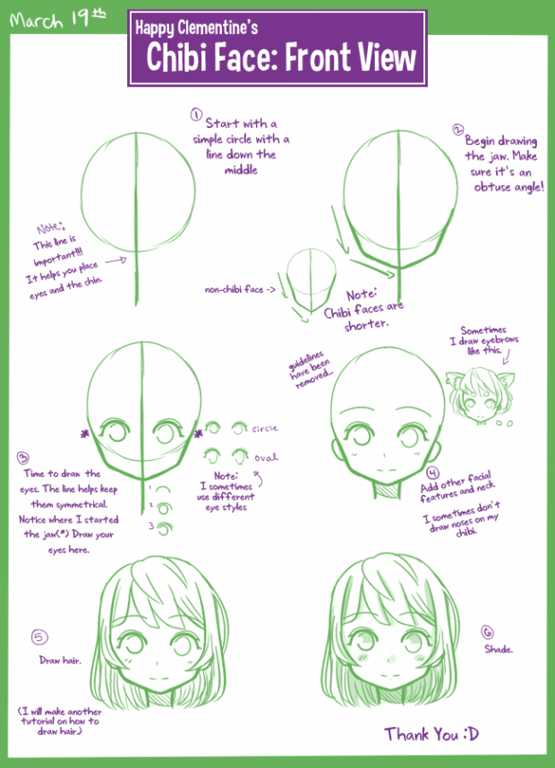 How to Draw: Chibi Face (Front View)