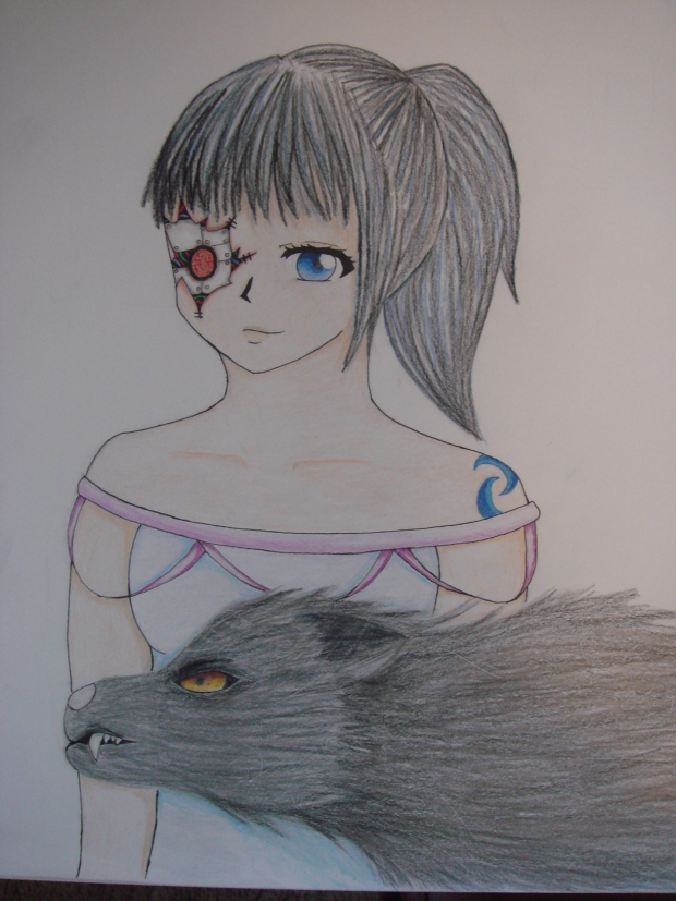 Wolf girl drawing