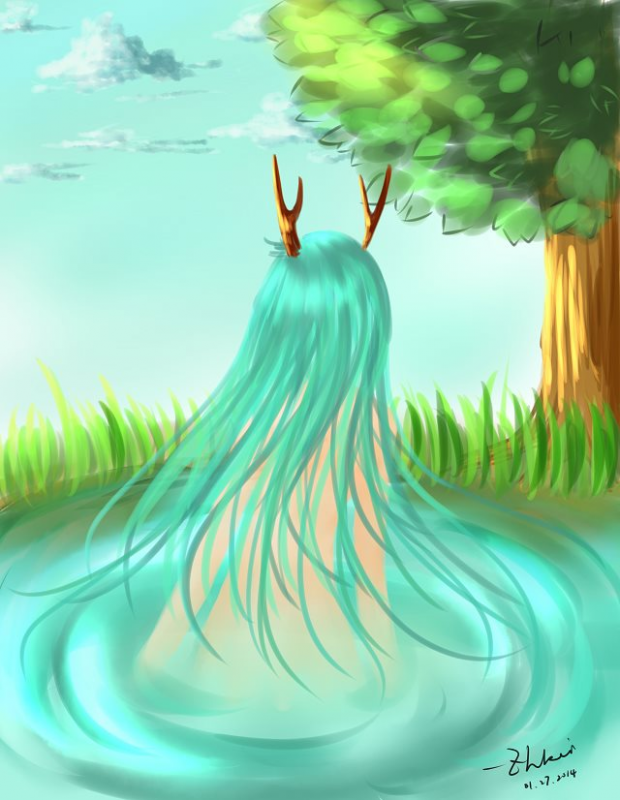 The girl in the water