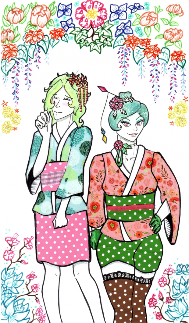 Yukata and Flowers