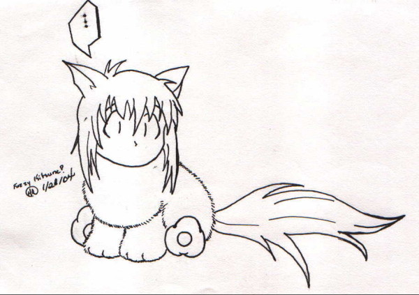 Fuzzy Kitsune (b/w)