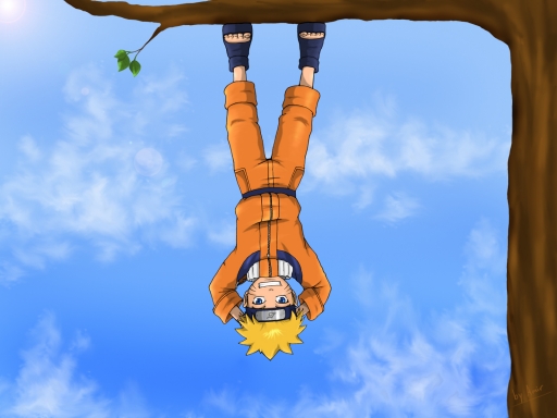 Hanging from a tree