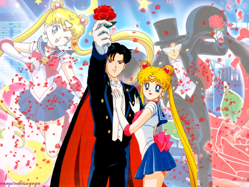 Sailor Moon and Tuxedo Mask by vampirehitsugaya