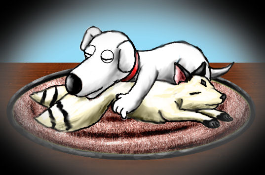 Brian Sleeping beside Kirara