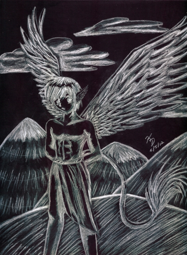 White Charcoal on Artagain -- Winged Boy