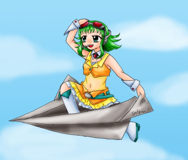 GUMI on a paper plane