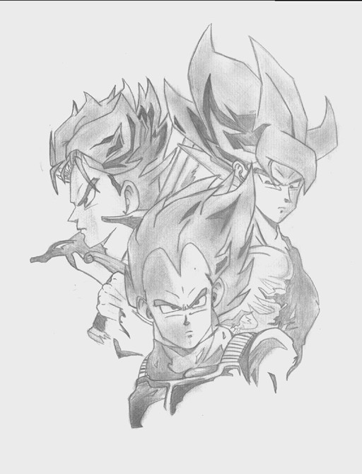 Vegeta, Goku, Trunks