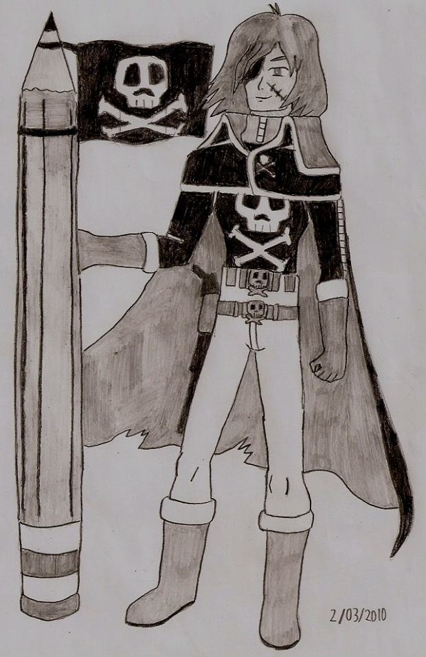 Harlock and His Pencil Flag