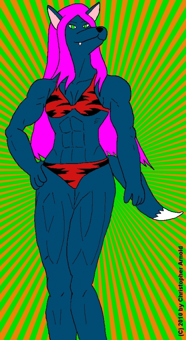 Muscular Wolfgirl In Bikini