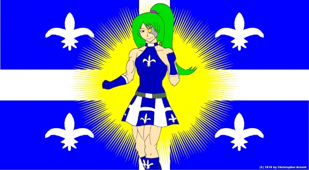 Quebec Maiden With Flag