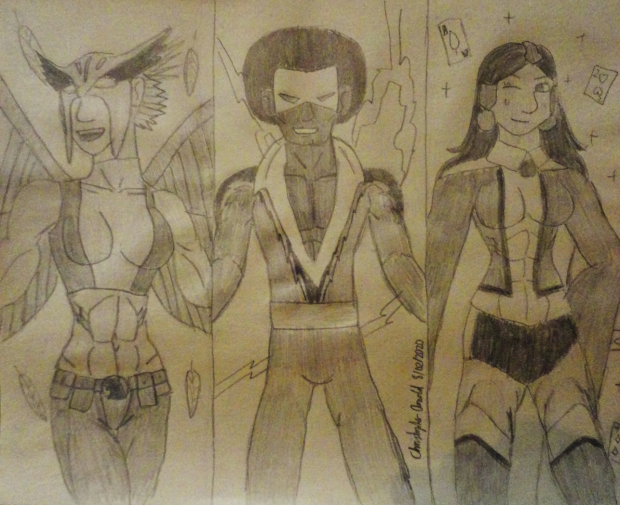 Hawkgirl, Black Lightning, and Zatanna