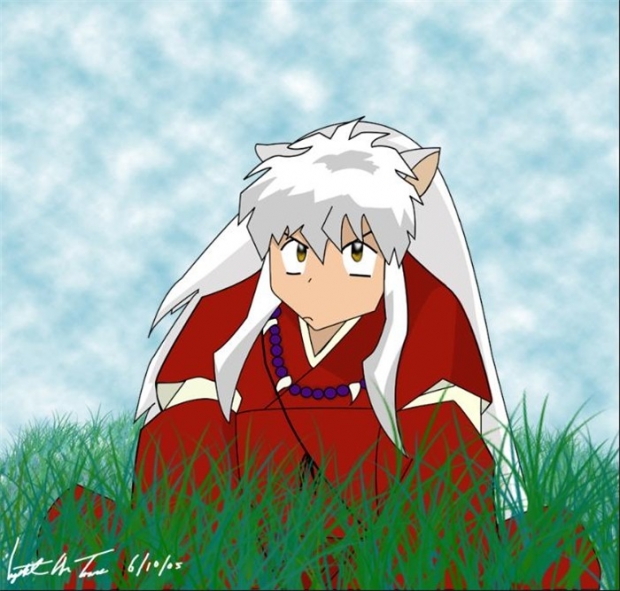 Inuyasha Sitting In The Grass