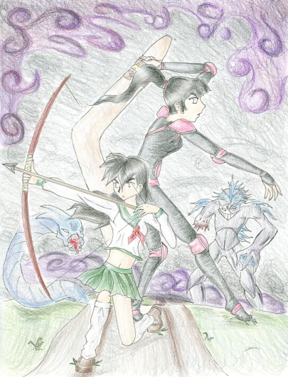 Kagome And Sango - Coloured