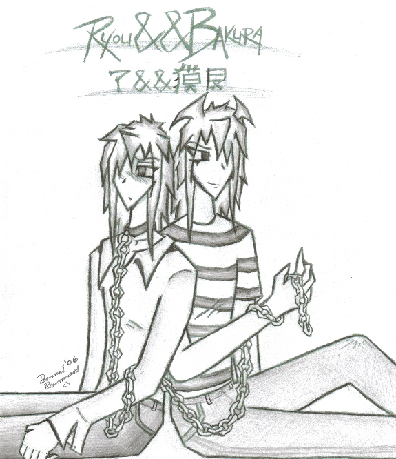 Ryou&&bakura Black+white