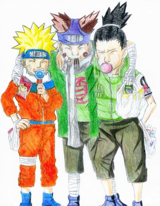 Naruto, Choji, And Shikamaru Color