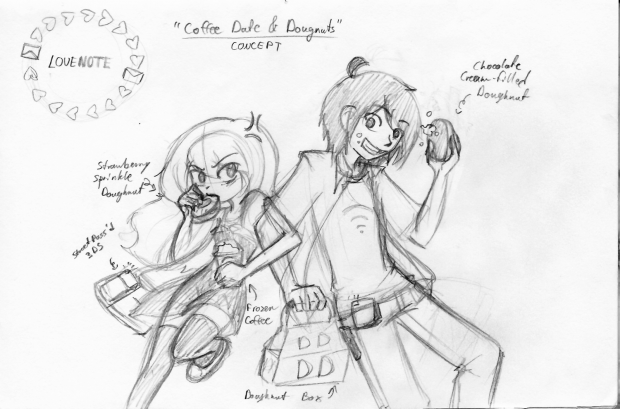 Coffee Date and Doughnuts Concept Sketch