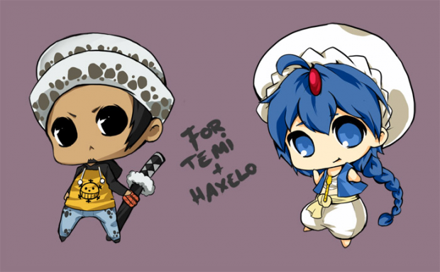 trafalgar law and aladdin chibi