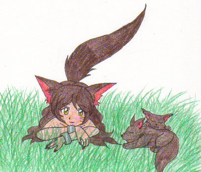 Kitsune Girl And Pups