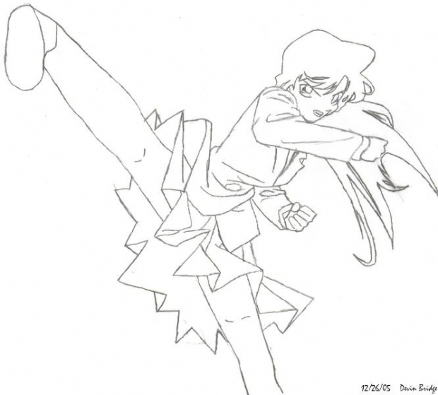 Rachel Kicking Butt! (b & W)