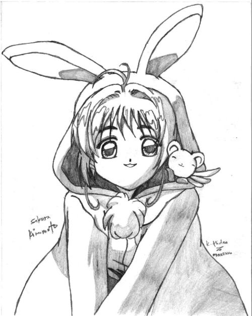 Pencil Art Sakura And Kero