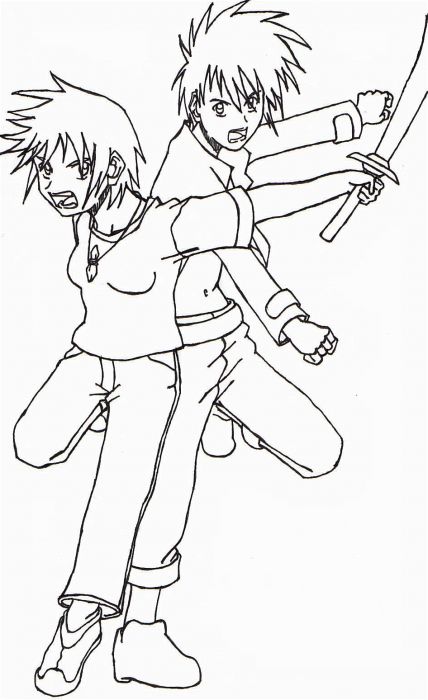 Sagi And Kijin Monochromatic Art