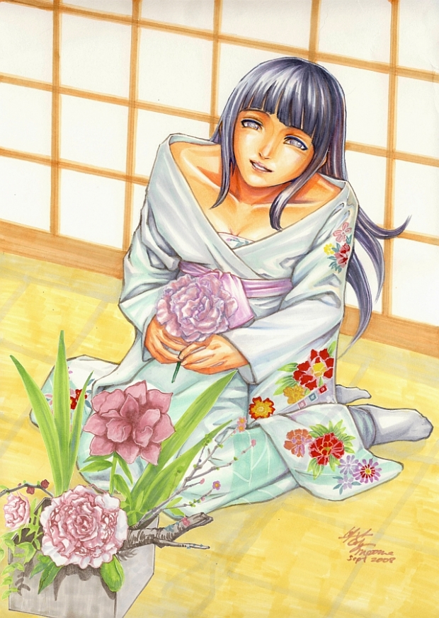 Hinata doing ikebana