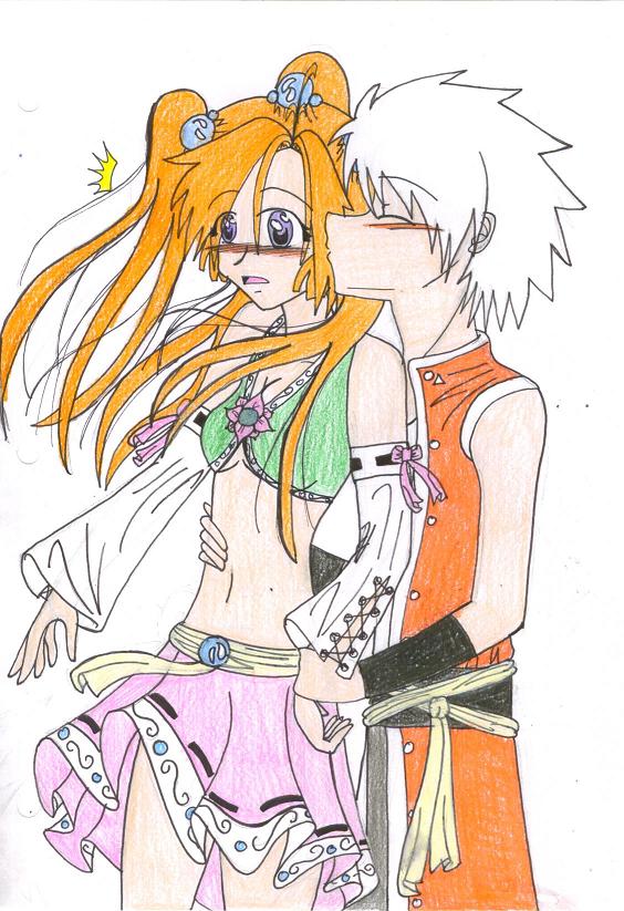 Surprised kiss from Takeshi (colored)