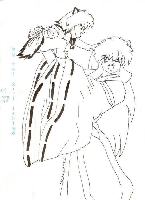 Inu And Baby(line Art)