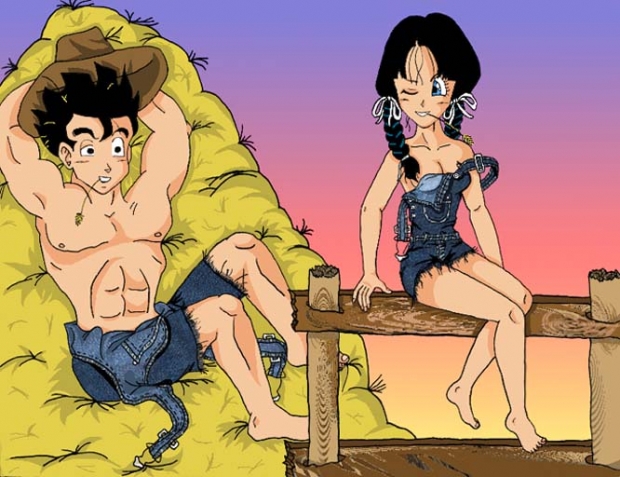 Teen Gohan And Videl In The Hay