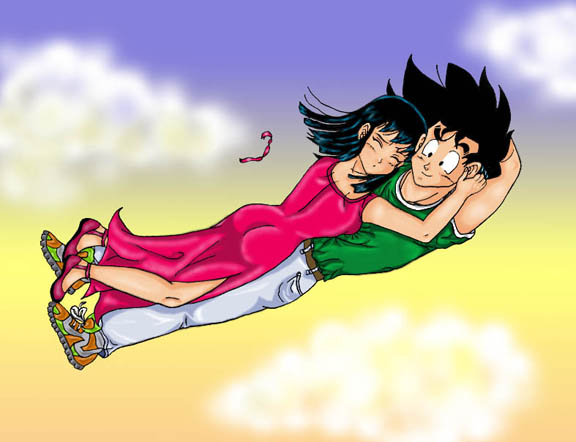 Goku And Chichi Flying Together