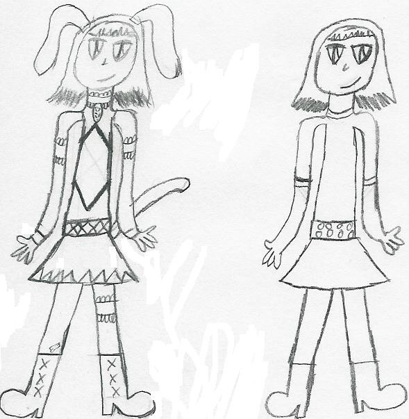 Mew Inu And Her Human Form B/w