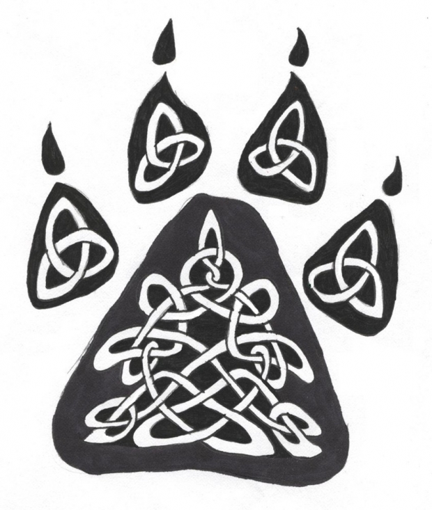 Celtic Wolf Paw Tattoo Design by Mercury Dragon