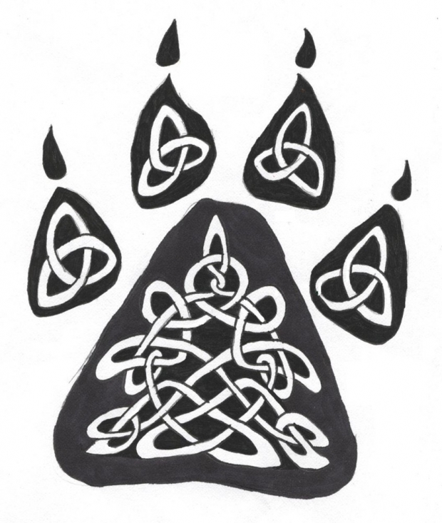 Celtic Wolf Paw Tattoo Design